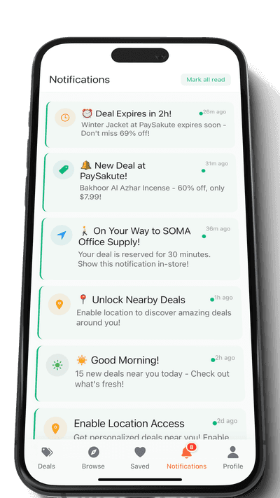 FindMyDeals real-time notifications for price drops and new deals nearby
